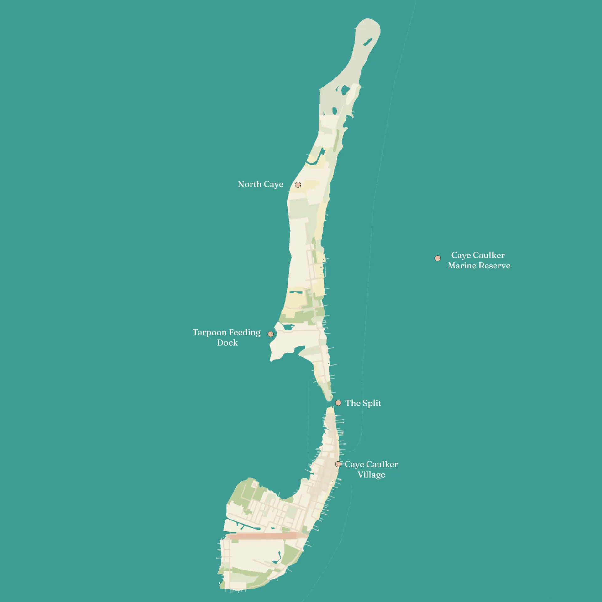 Illustrated travel map of Caye Caulker, Belize