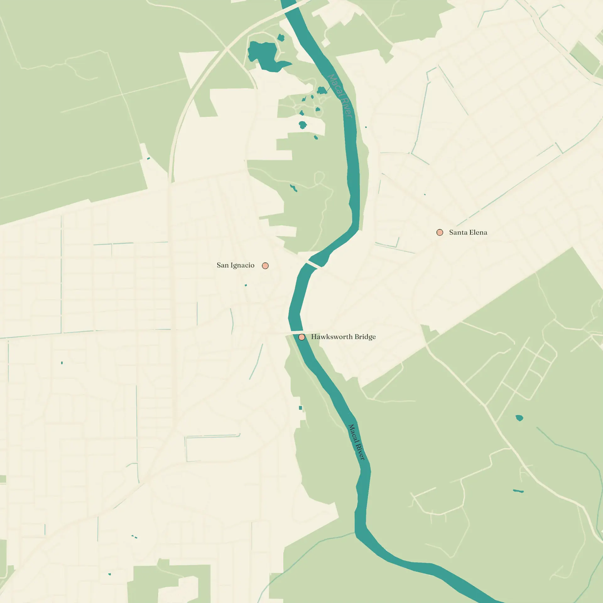 Illustrated travel map of San Ignacio, Belize