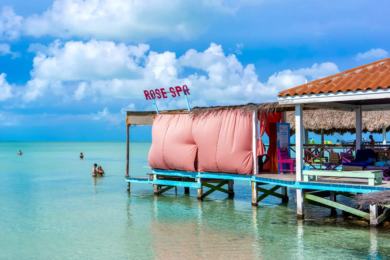 Clear shallow water at Secret Beach on Ambergris Caye, Belize