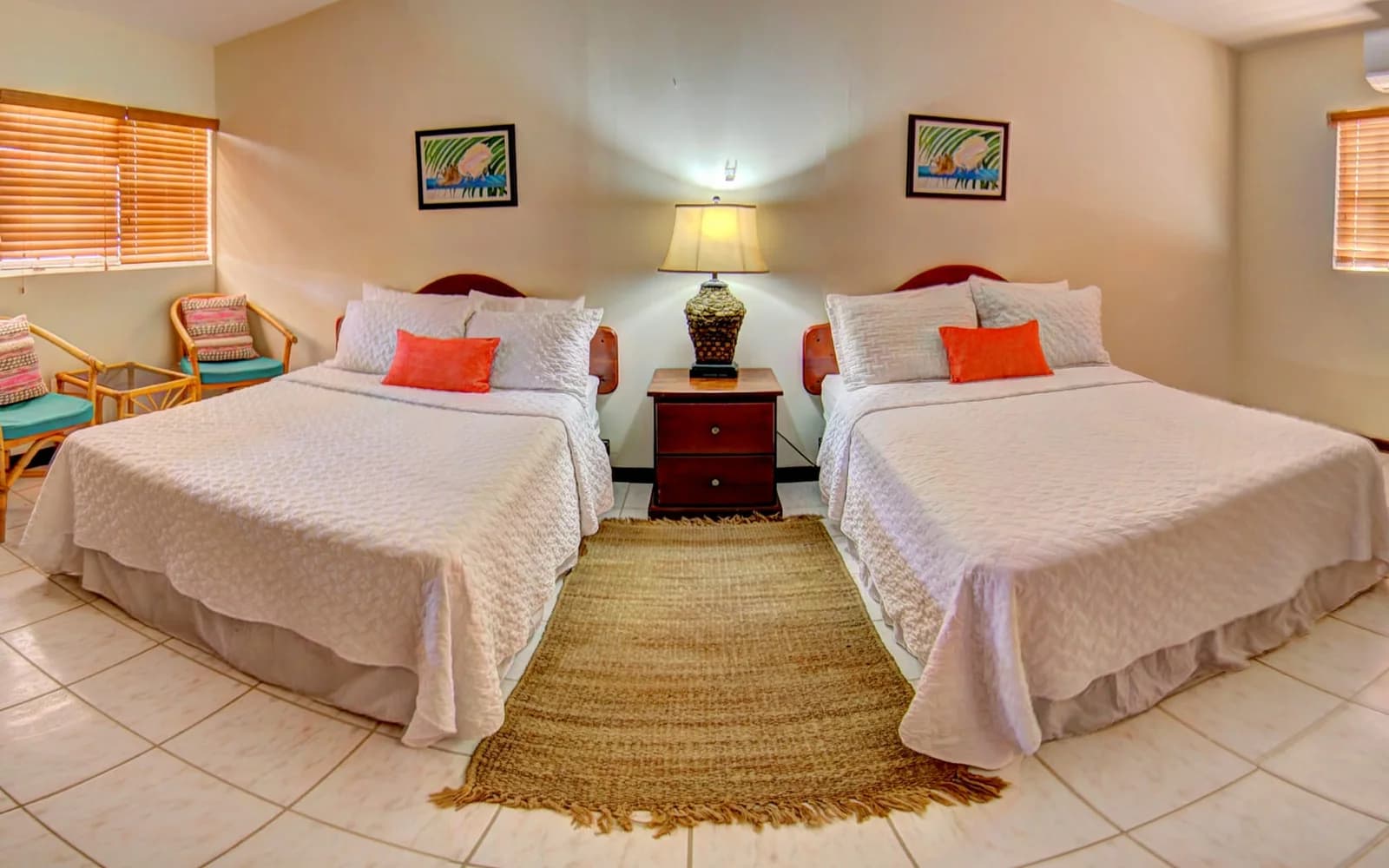 Triplex Cabana bedroom at Blackbird Caye Resort