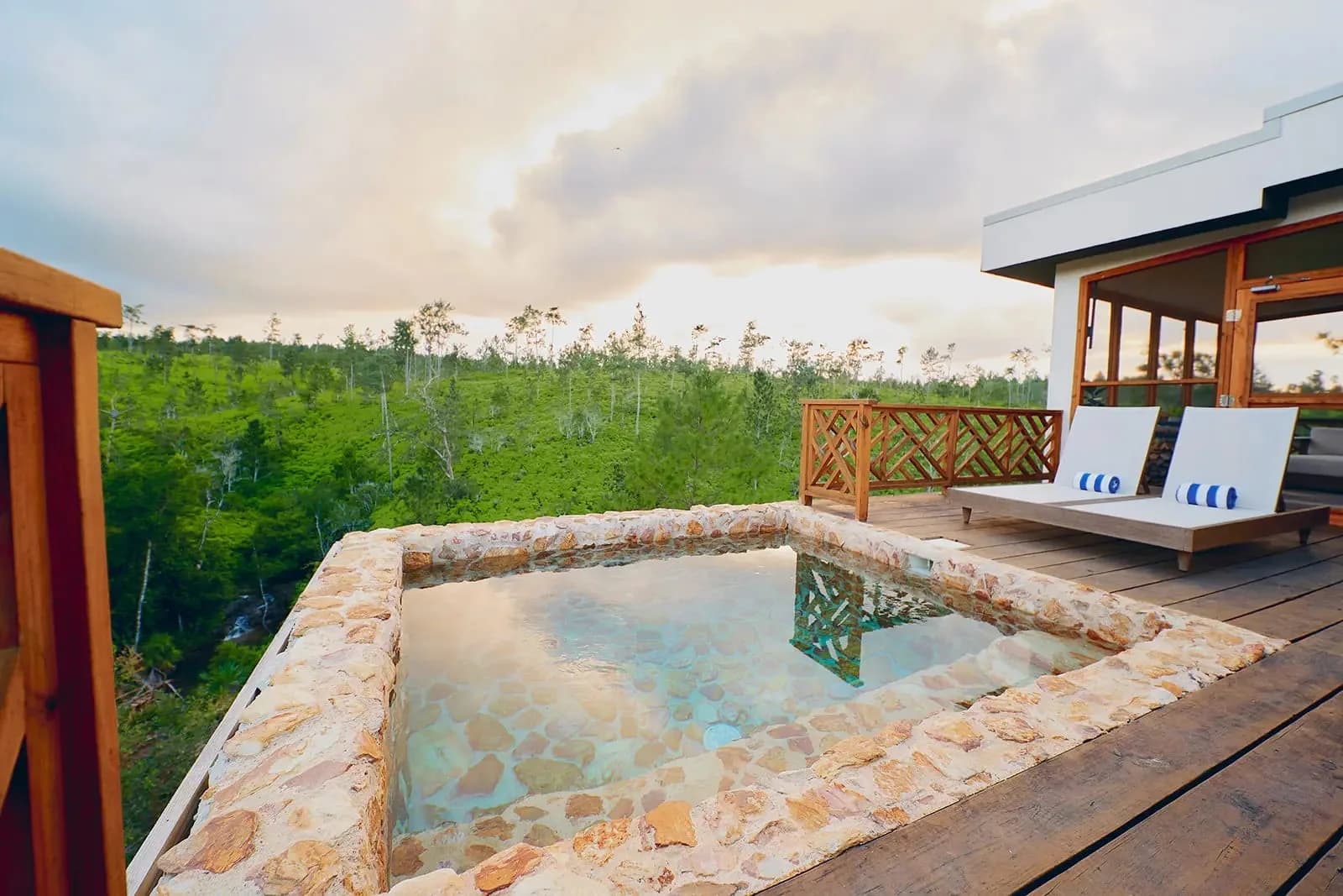 Private plunge pool overlooking pine forest at a Wilderness Collection villa, Hidden Valley Inn
