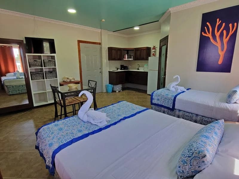 Suite with twin beds and a kitchenette at Island Magic Beach Resort