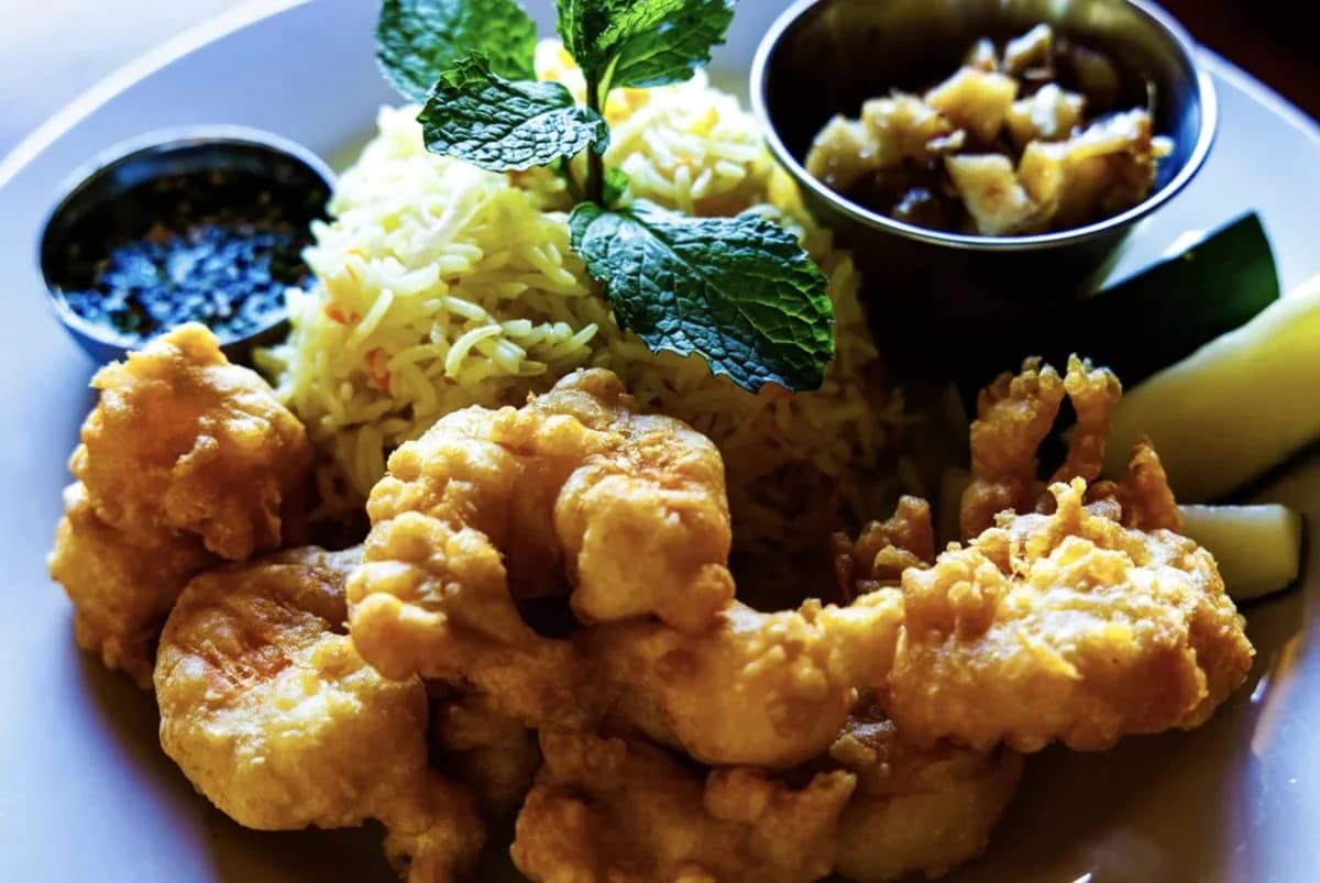 Fried seafood dish served at Tanager Rainforest Lodge's restaurant