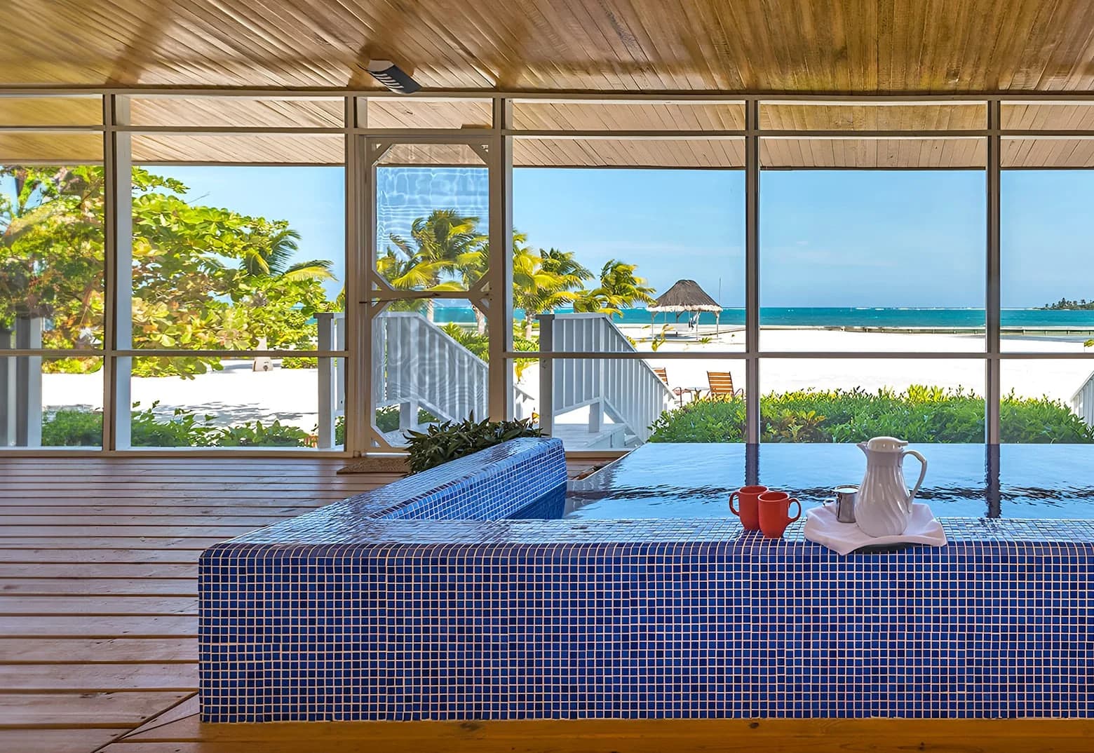 Private plunge pool overlooking the Caribbean Sea at the Presidential Villa, Turneffe Island Resort